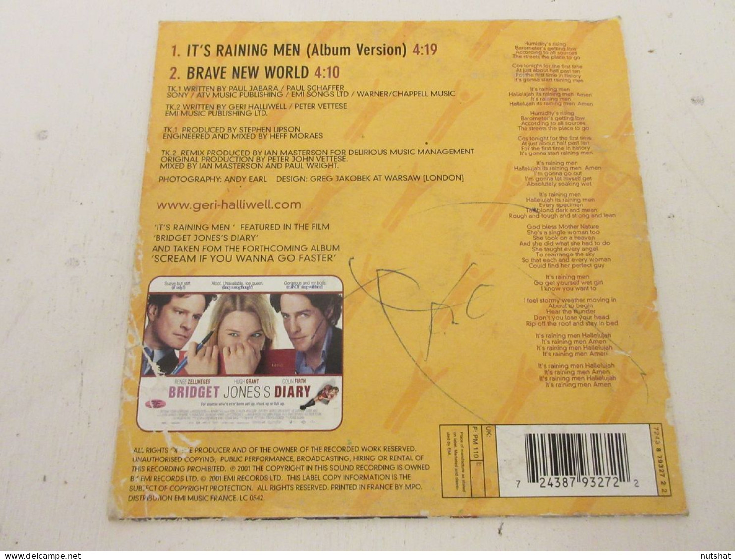 CD MUSIQUE 2 TITRES - Geri HALLIWEL - IT'S RAINING MEN - BRAVE NEW WORLD 2001   - Other - English Music