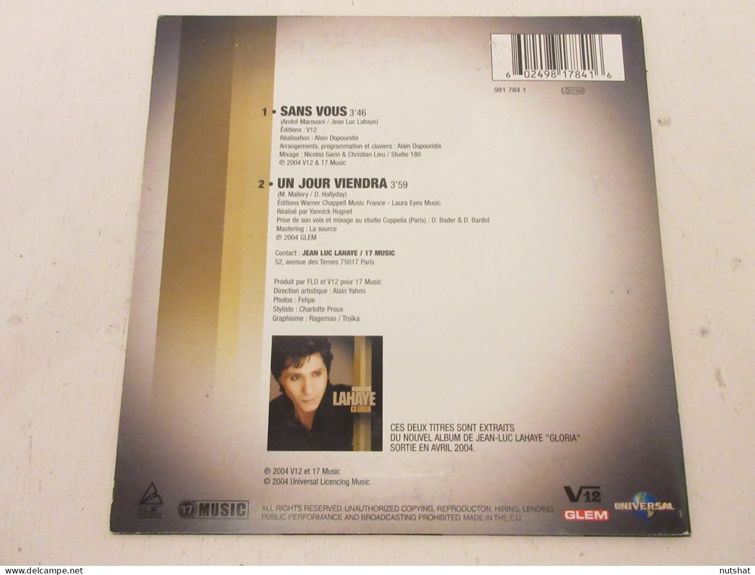 CD MUSIQUE 2 TITRES - Jean Luc LAHAYE - SANS VOUS - UN JOUR VIENDRA - 2004      - Otros - Canción Francesa