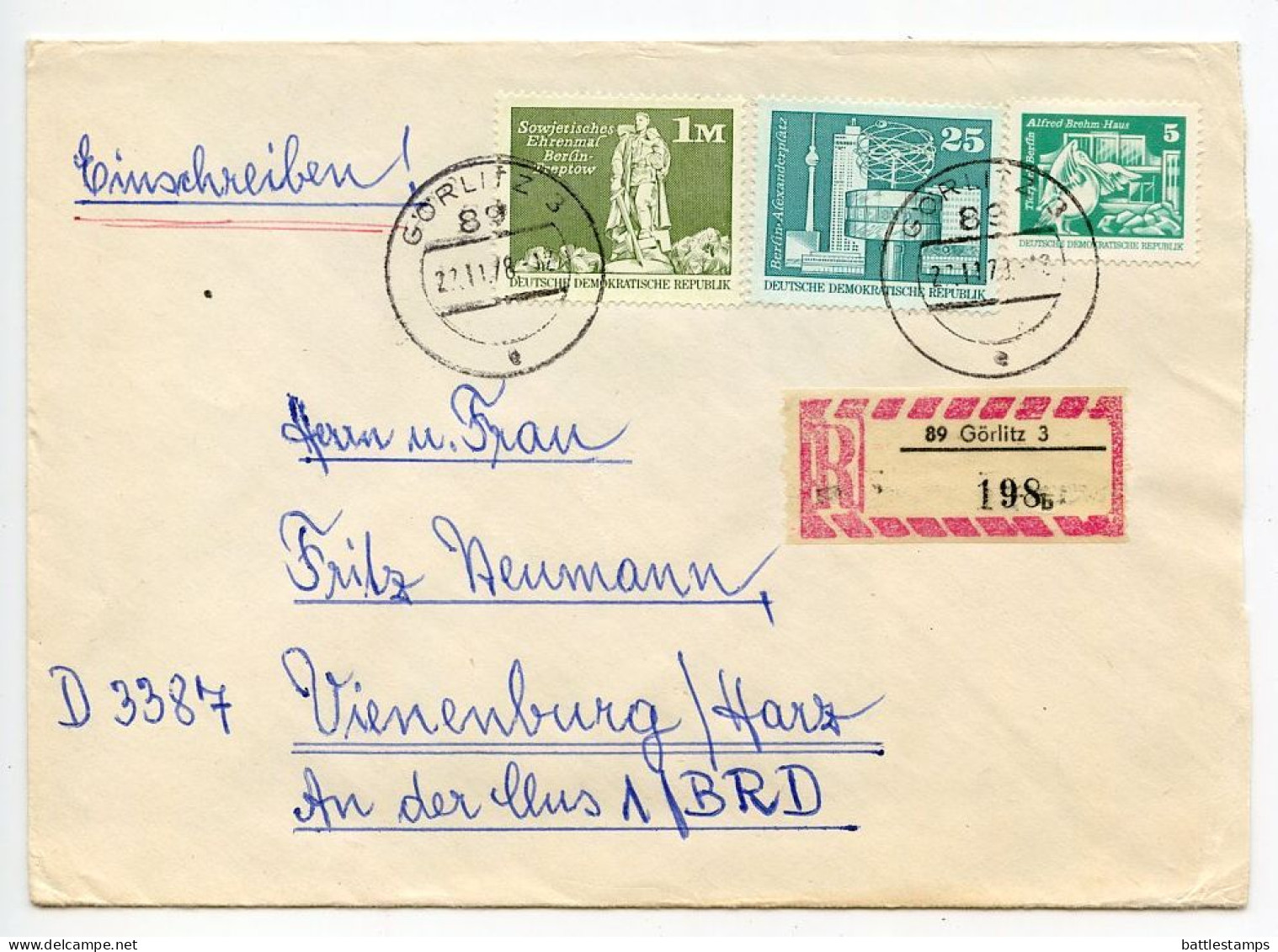 Germany East 1978 Registered Cover; Görlitz To Vienenburg; Mix Of Stamps; Tauschsendung Exchange Control Label - Lettres & Documents