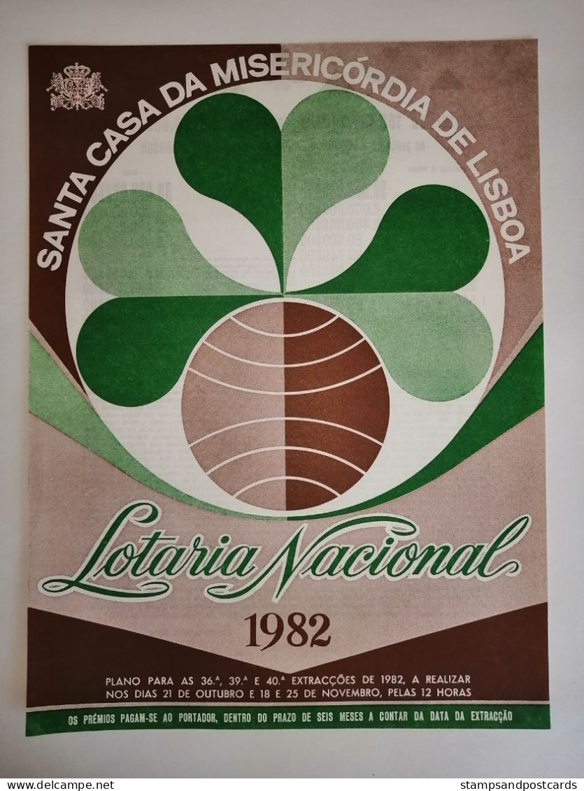 Portugal Loterie Avis Officiel Affiche 1982 Loteria Lottery Official Notice Poster - Billets De Loterie