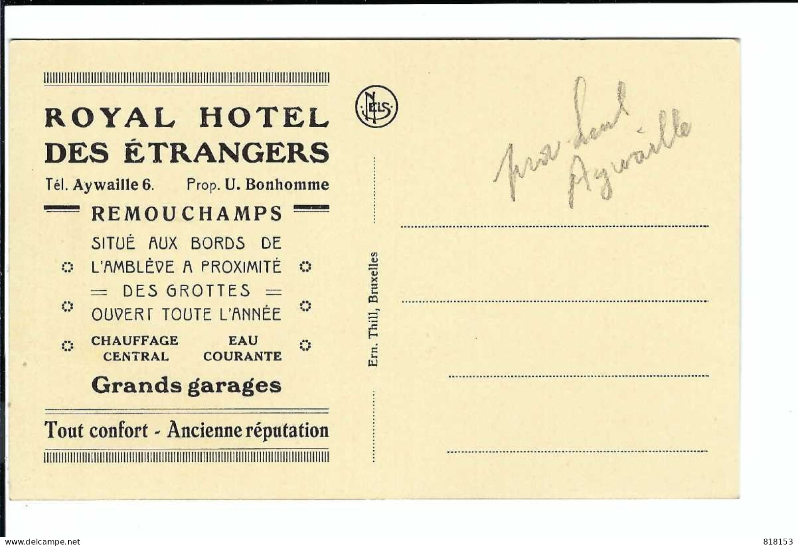 Remouchamps     HOTEL DES ETRANGERS - Aywaille