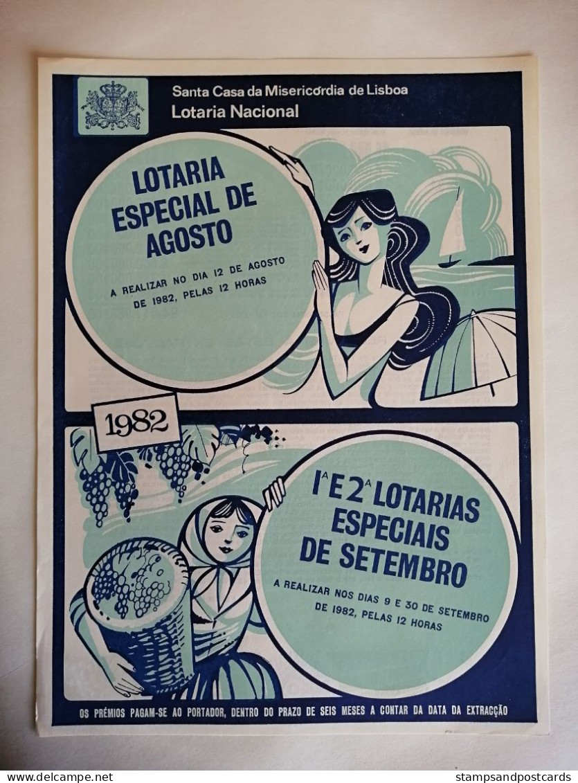 Portugal Loterie Avis Officiel Affiche 1982 Loteria Lottery Official Notice Poster - Billets De Loterie