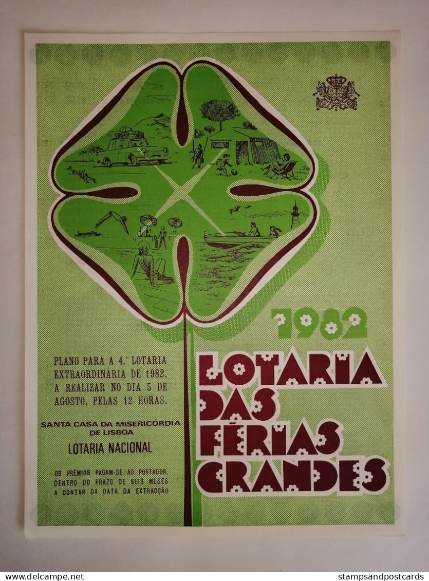 Portugal Loterie Vacances Ête Avis Officiel Affiche 1982 Loteria Lottery Holidays Summer Official Notice Poster - Lottery Tickets