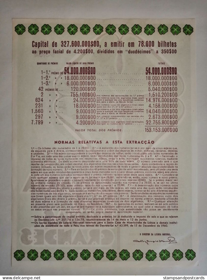 Portugal Loterie Vacances Ête Avis Officiel Affiche 1982 Loteria Lottery Holidays Summer Official Notice Poster - Lotterielose