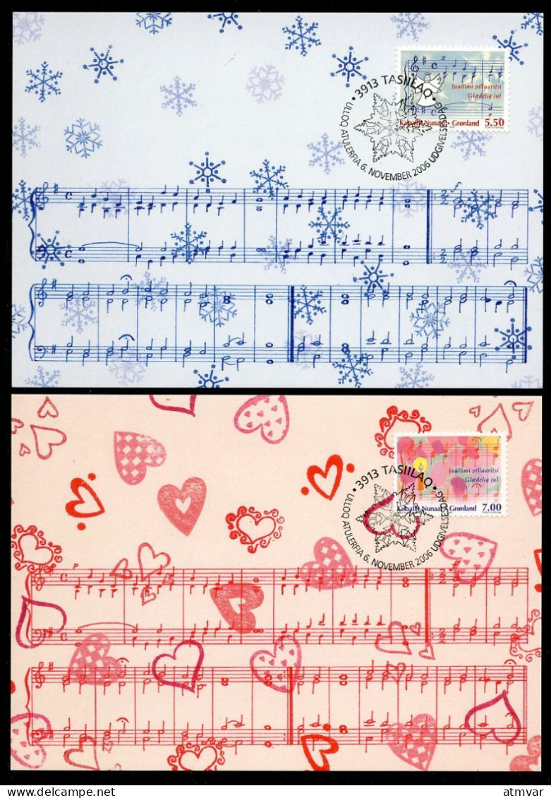 GREENLAND (2006) Carte S Maximum Card S - Christmas, Hearth, Music, Notes, Stave, Noel, Navidad - Cartes-Maximum (CM)
