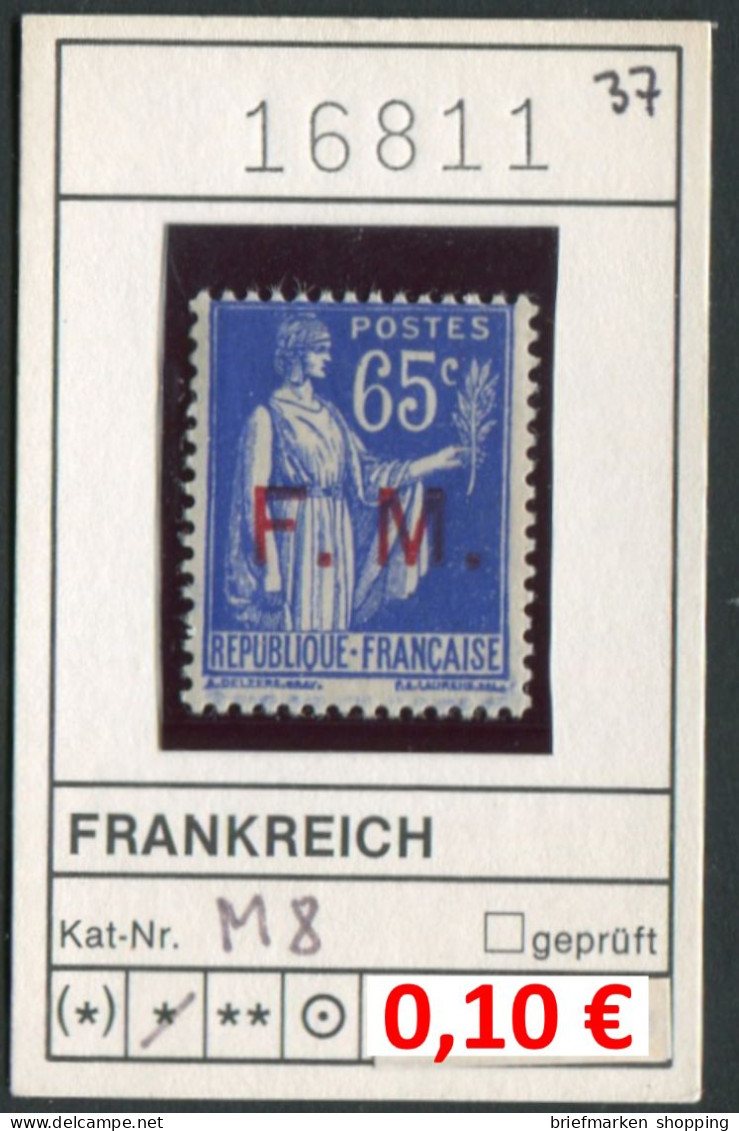 Frankreich 1937 - France 1937 - Francia 1937 -  Michel M 8 / F.M. - * Mh Charn. - Militärische Franchisemarken