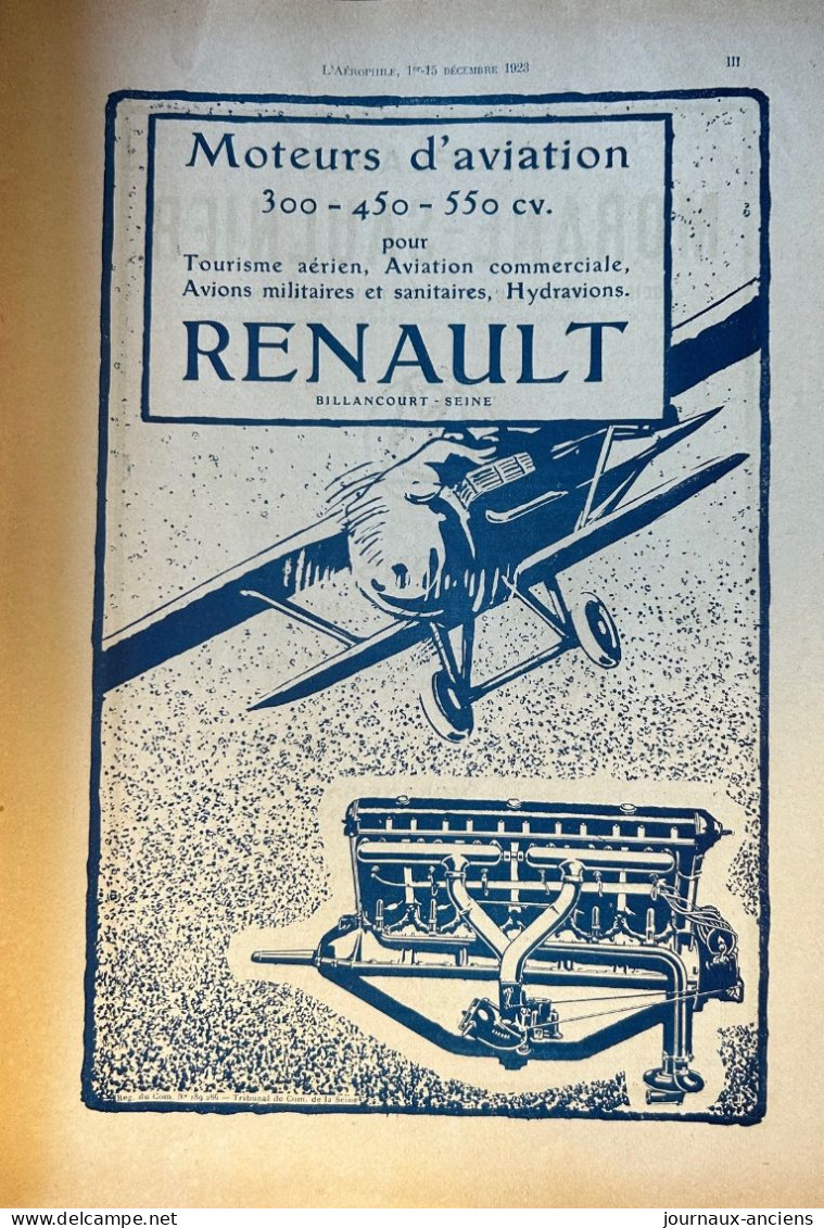 1923 AVIATION - Col Félix MARIE - Biplan BLÉRIOT- Cne Pierre WEISS - Hydravion - Parachutisme Line PAULET - Le Dixmude - 1900 - 1949