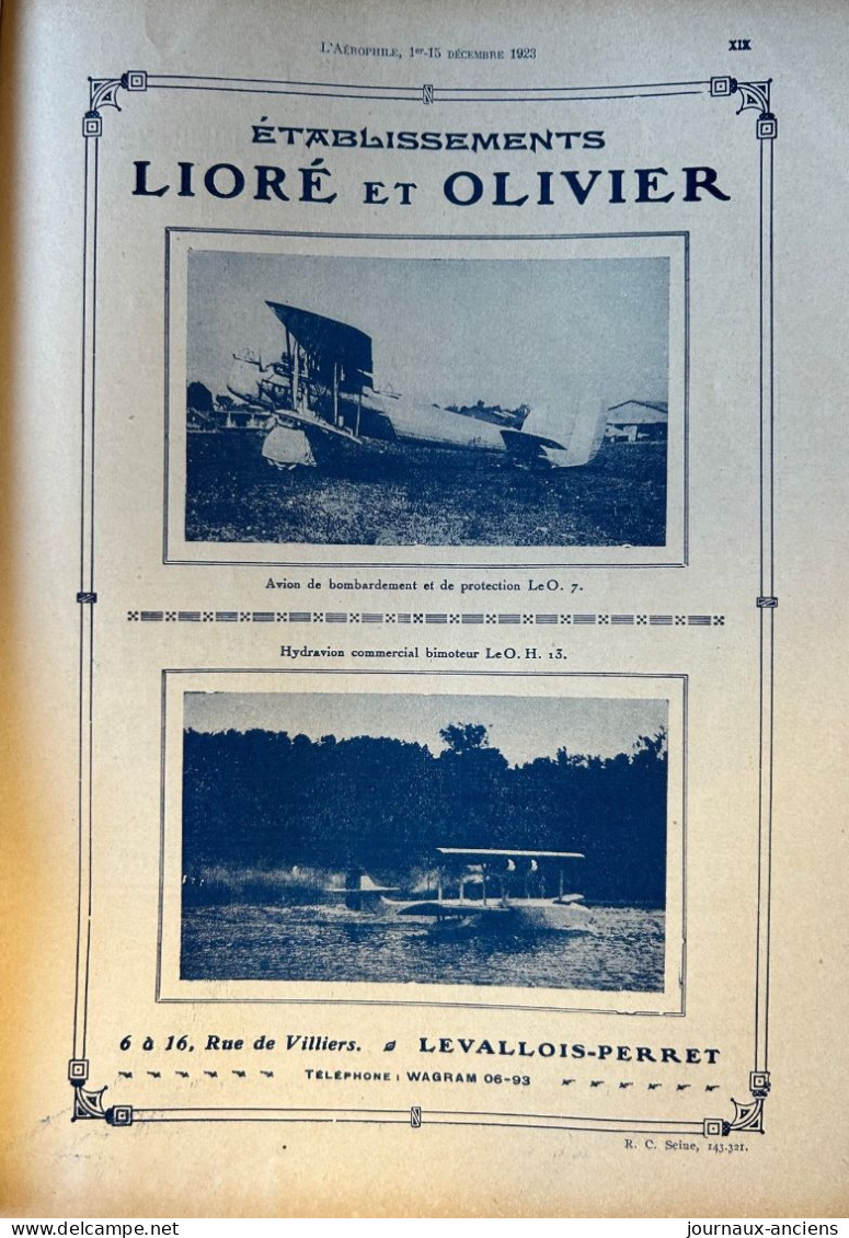 1923 AVIATION - Col Félix MARIE - Biplan BLÉRIOT- Cne Pierre WEISS - Hydravion - Parachutisme Line PAULET - Le Dixmude