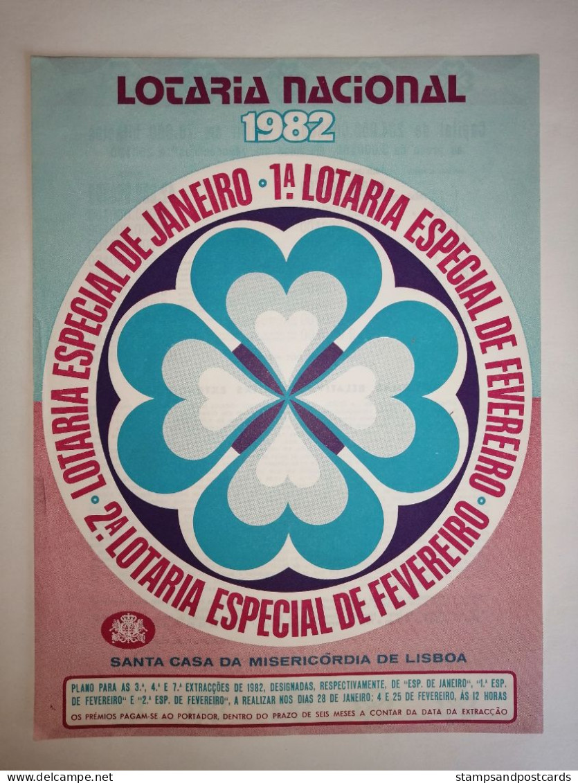 Portugal Loterie Janvier Avis Officiel Affiche 1982 Loteria Lottery January Official Notice Poster - Lottery Tickets