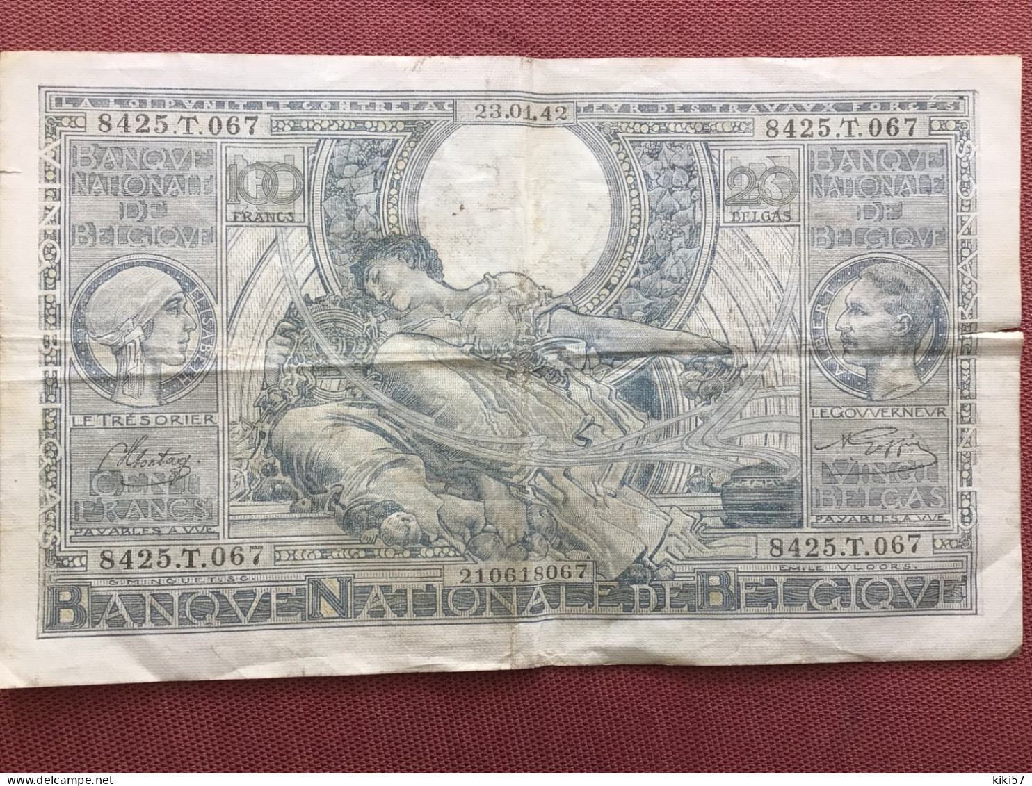 BELGIQUE Billet De 100 Francs 20 Belgas Du 23/01/1942 - 100 Franchi & 100 Franchi-20 Belgas