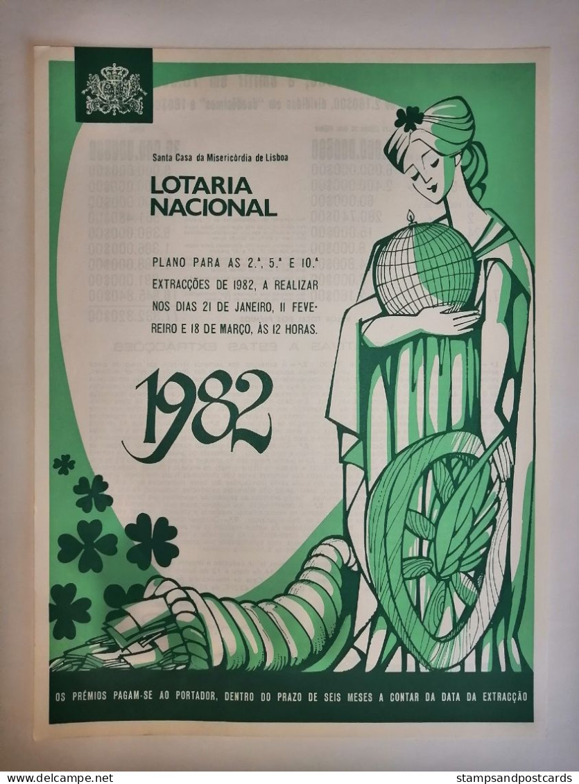 Portugal Loterie Avis Officiel Affiche 1982 Loteria Lottery Official Notice Poster - Billets De Loterie