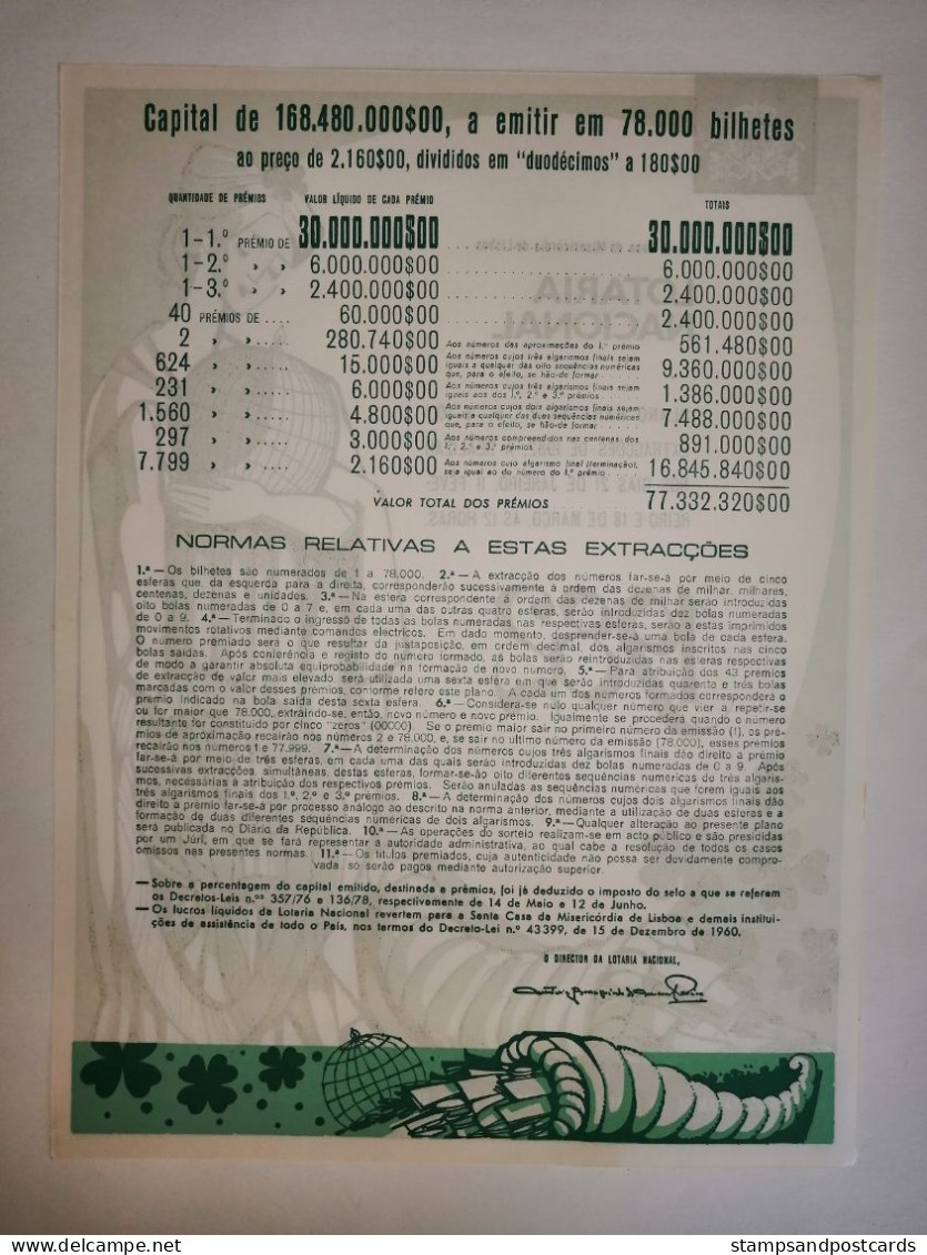 Portugal Loterie Avis Officiel Affiche 1982 Loteria Lottery Official Notice Poster - Lotterielose