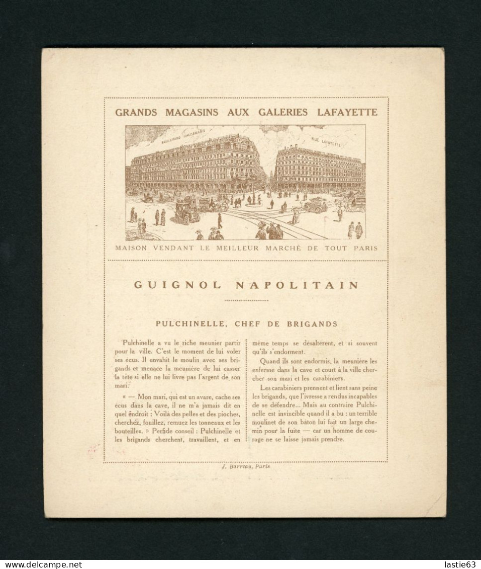 Grand CHROMO Galeries Lafayette Les Guignols Célèbres Polichinelle Italien Chef De Brigands 18,5 X 16 Cm - Autres & Non Classés