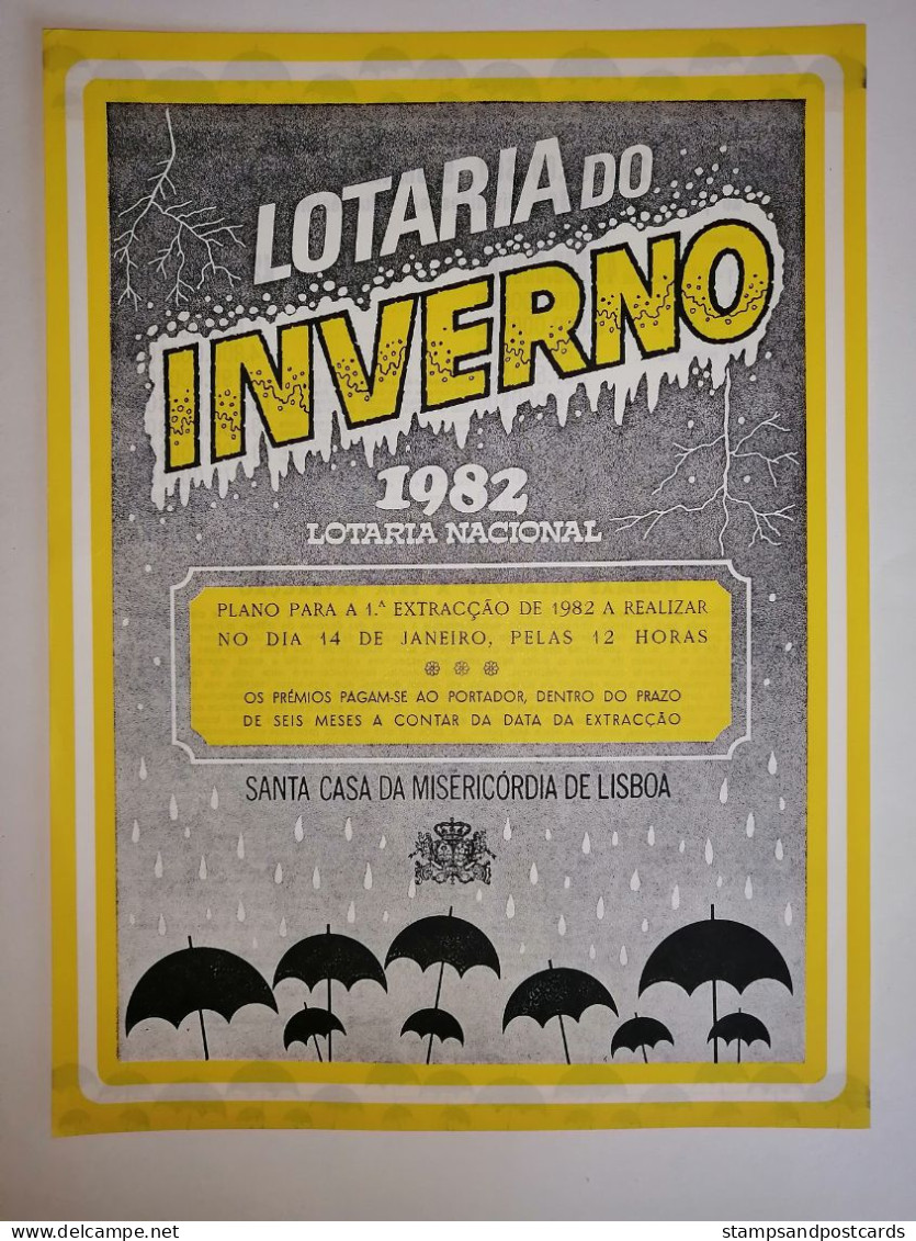 Portugal Loterie Janvier Hiver Avis Officiel Affiche 1982 Loteria Lottery January Winter Official Notice Poster - Lotterielose