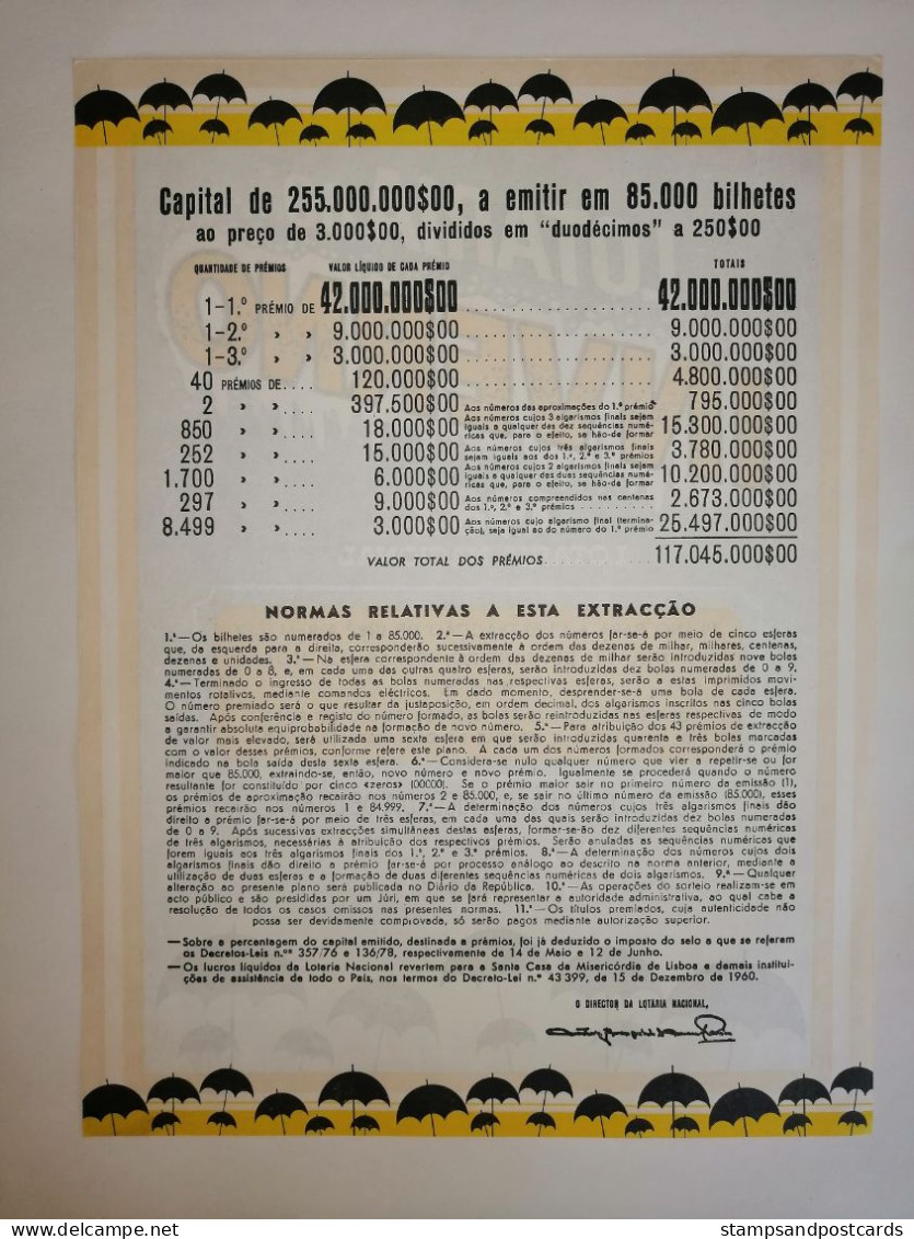 Portugal Loterie Janvier Hiver Avis Officiel Affiche 1982 Loteria Lottery January Winter Official Notice Poster - Lotterielose