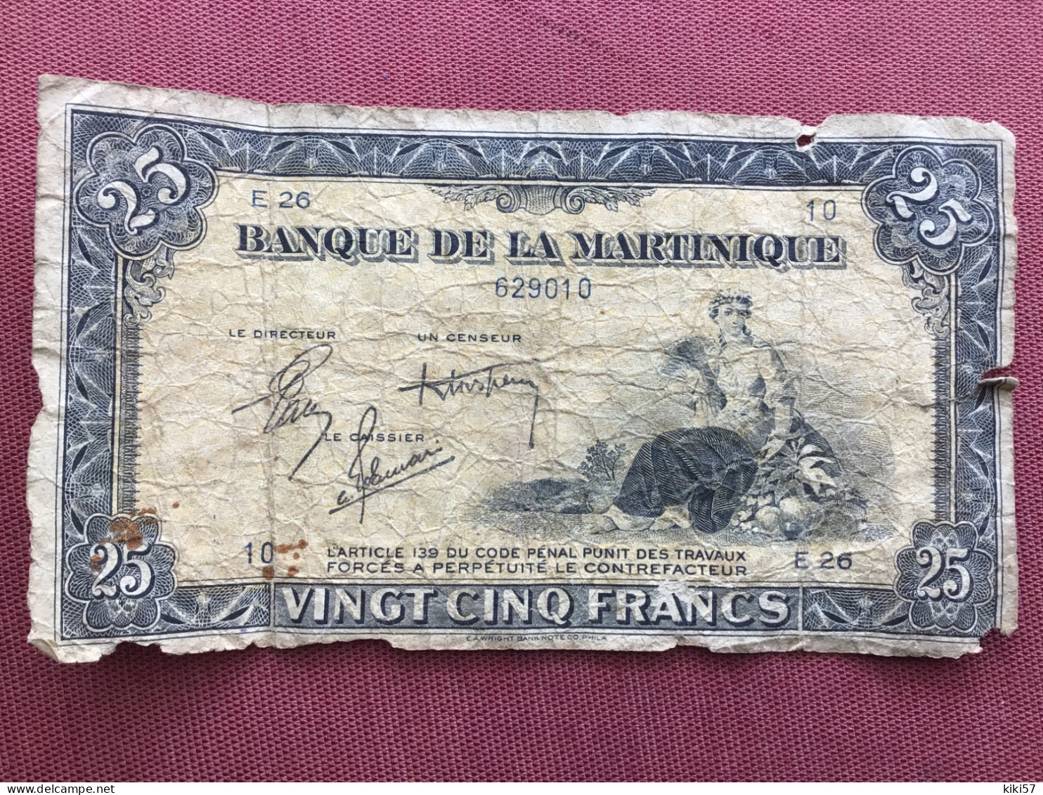 MARTINIQUE Billet De 25 Francs - Altri & Non Classificati