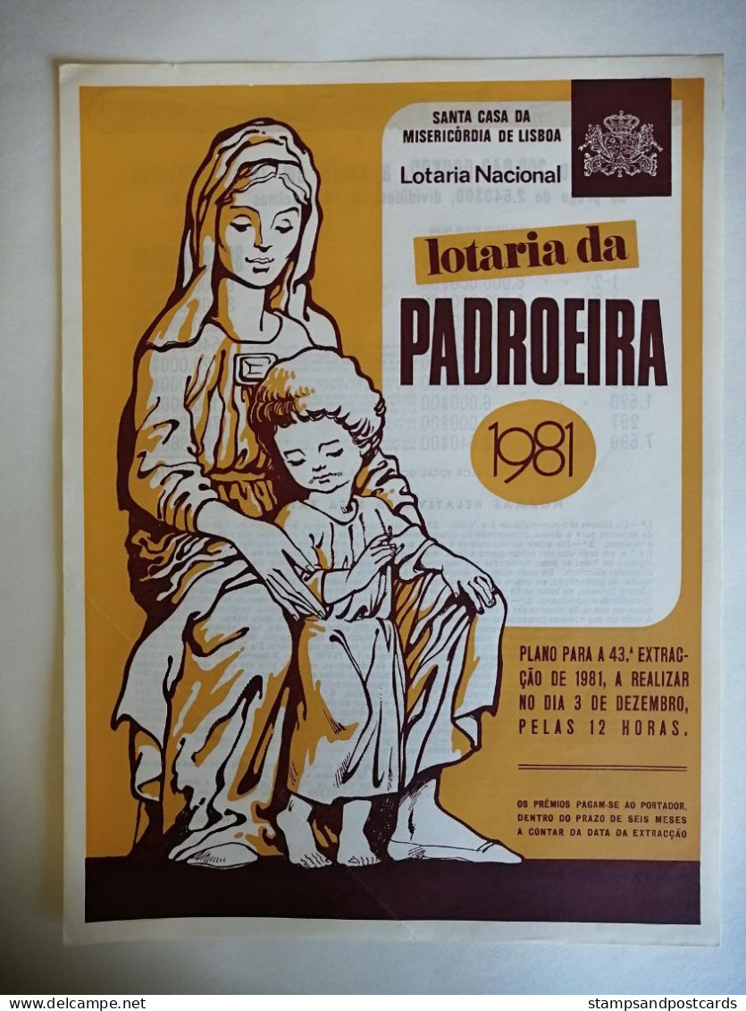 Loterie Notre-Dame Patronne Du Portugal Avis Officiel Affiche 1981 Loteria Lottery  Virgin Mary Official Notice Poster - Biglietti Della Lotteria