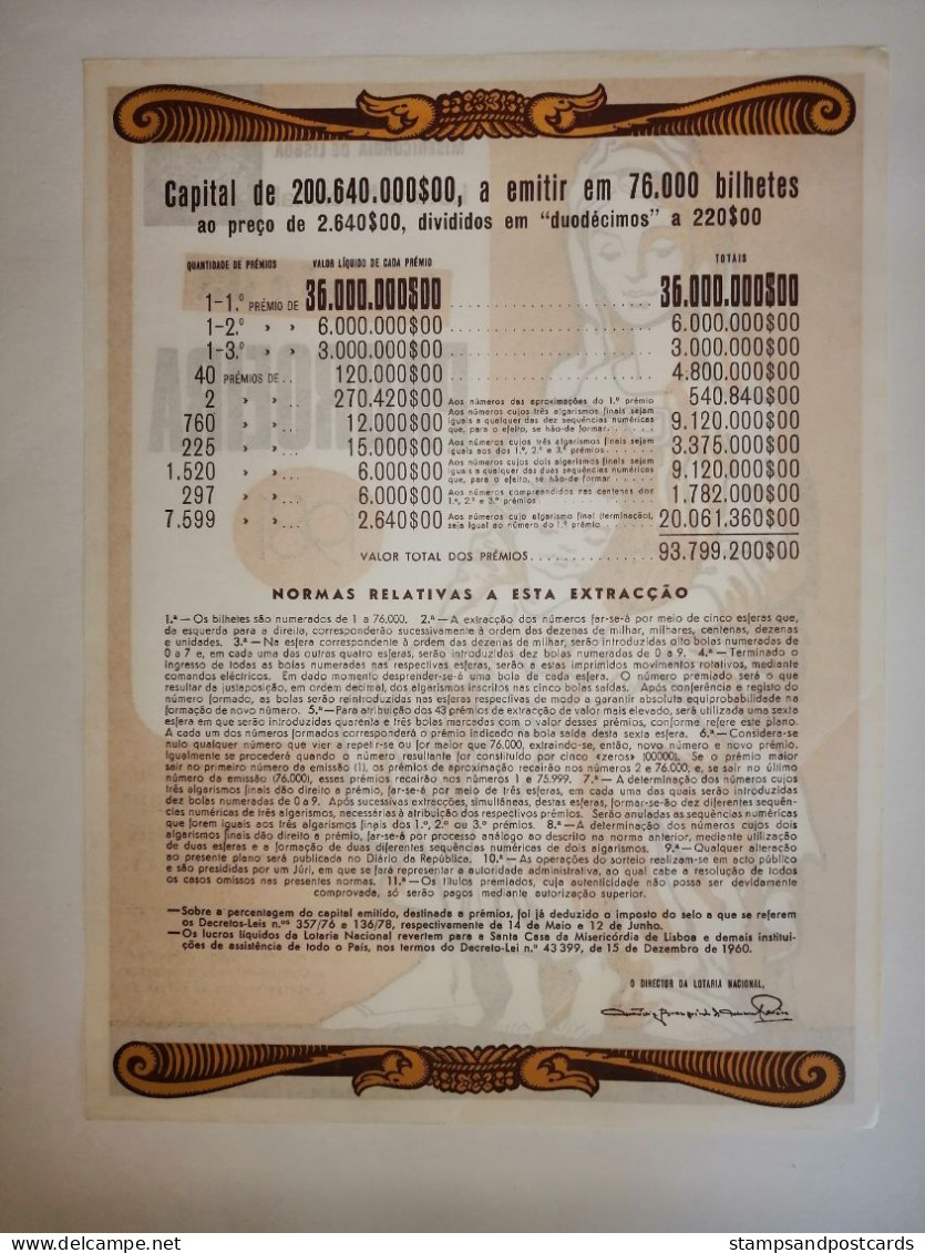 Loterie Notre-Dame Patronne Du Portugal Avis Officiel Affiche 1981 Loteria Lottery  Virgin Mary Official Notice Poster - Lotterielose