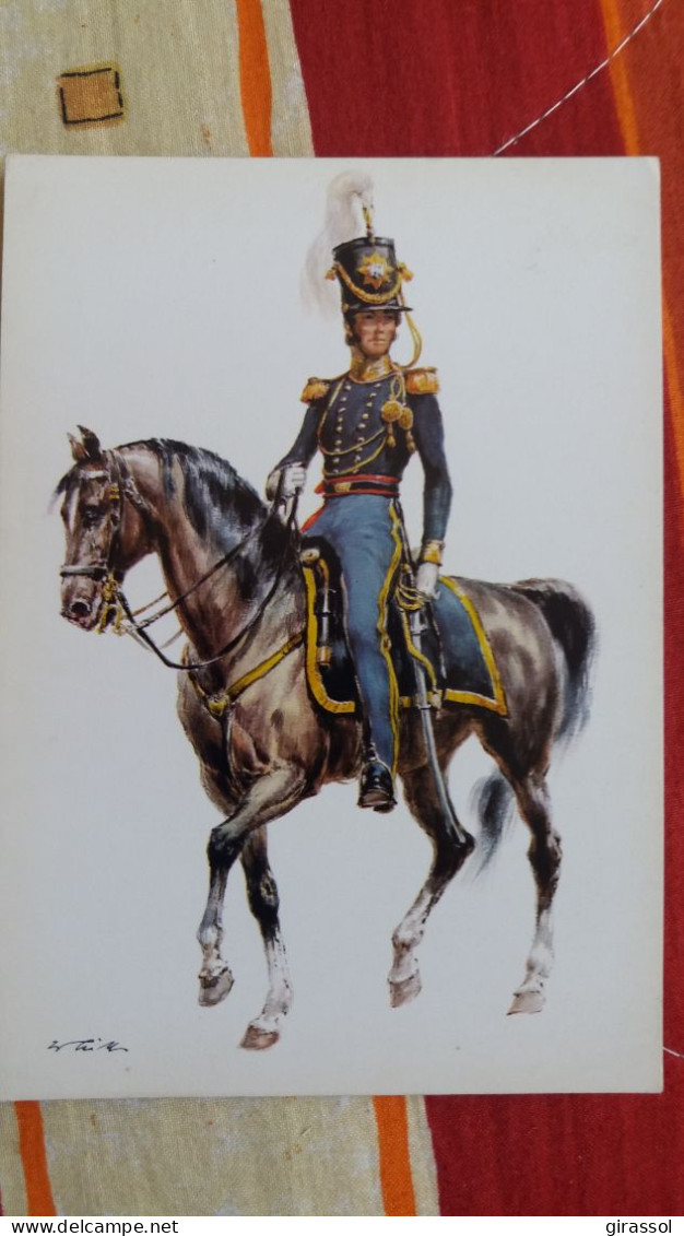 CPM MILITAIRE GRADE A CHEVAL CAVALERIE EPOQUE 1836 OFFICIER EN PARADE USA  REGIMENT DRAGOONS - Regiments