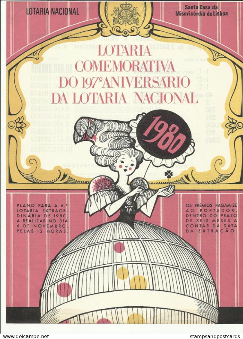 Portugal Loterie Avis Officiel Affiche 1980 Loteria Lottery Official Notice Poster - Billets De Loterie