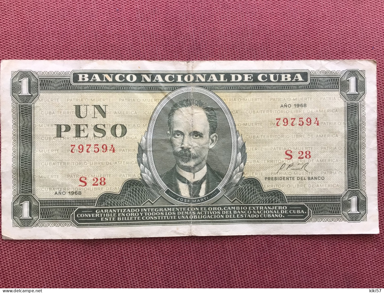 CUBA Billet De 1 Peso 1968 - Kuba