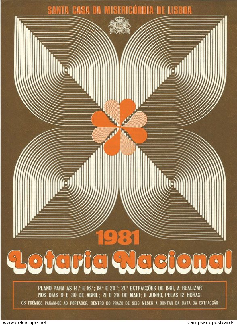 Portugal Loterie Avis Officiel Affiche 1981 Loteria Lottery Official Notice Poster - Billets De Loterie