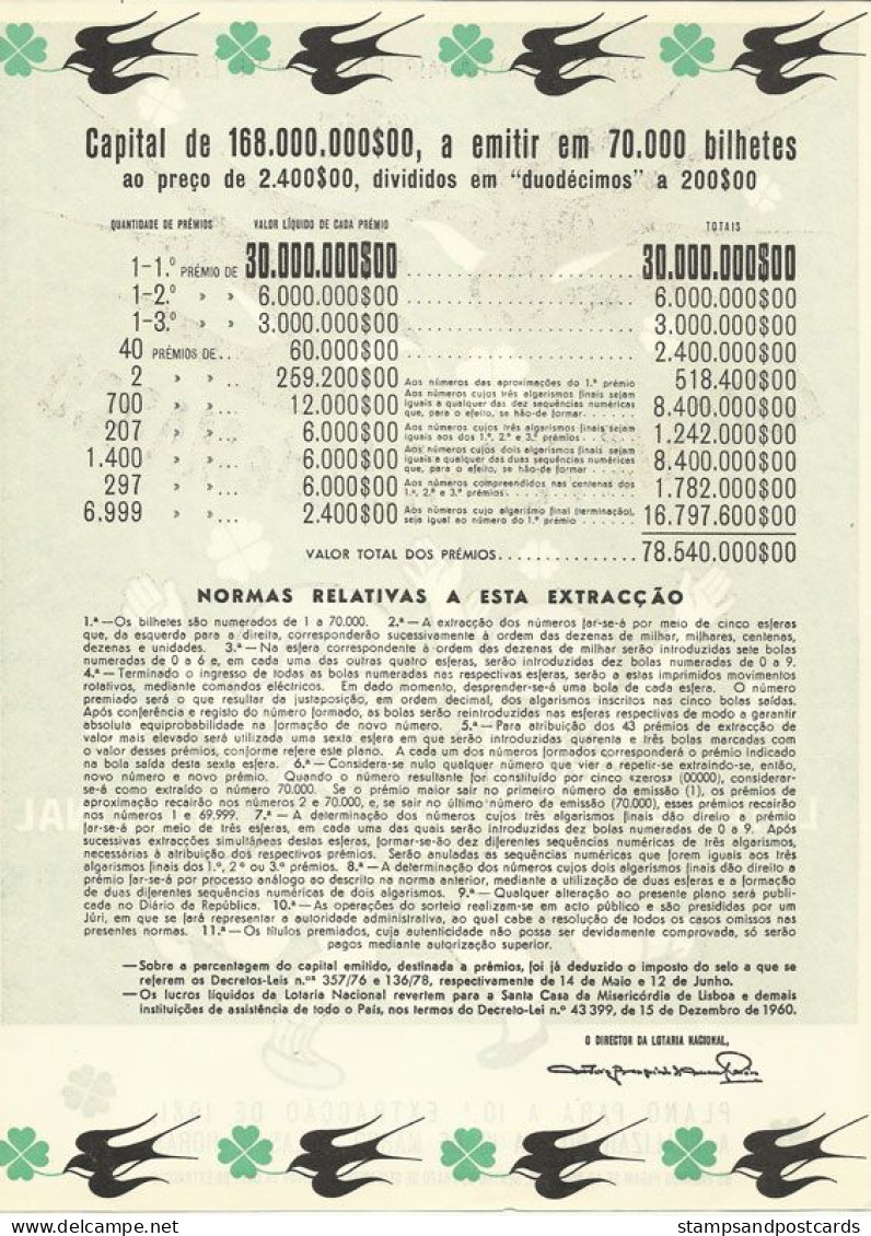 Portugal Loterie Mars Printemps Avis Officiel Affiche 1981 Loteria Lottery March Spring Official Notice Poster - Billets De Loterie