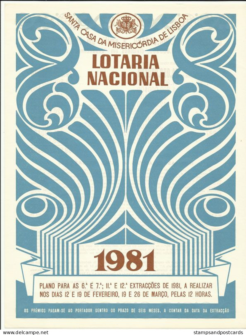 Portugal Loterie Avis Officiel Affiche 1981 Loteria Lottery Official Notice Poster - Billets De Loterie