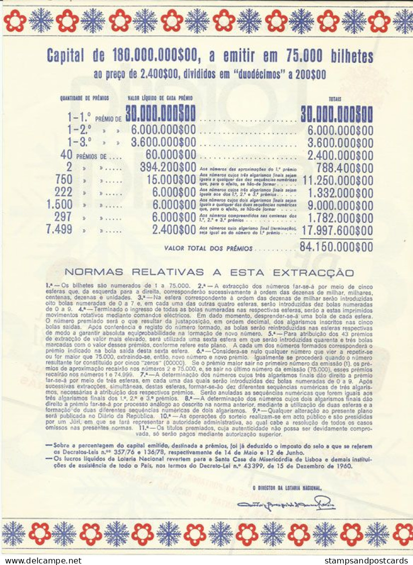 Portugal Loterie Février Hiver Avis Officiel Affiche 1981 Loteria Lottery February Winter Official Notice Poster - Biglietti Della Lotteria