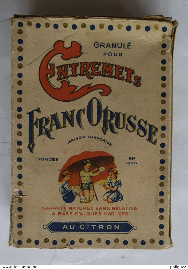 BOITE ENTREMETS FRANCORUSSE AU CITRON En Carton 1930 Mauvais état - Scatole