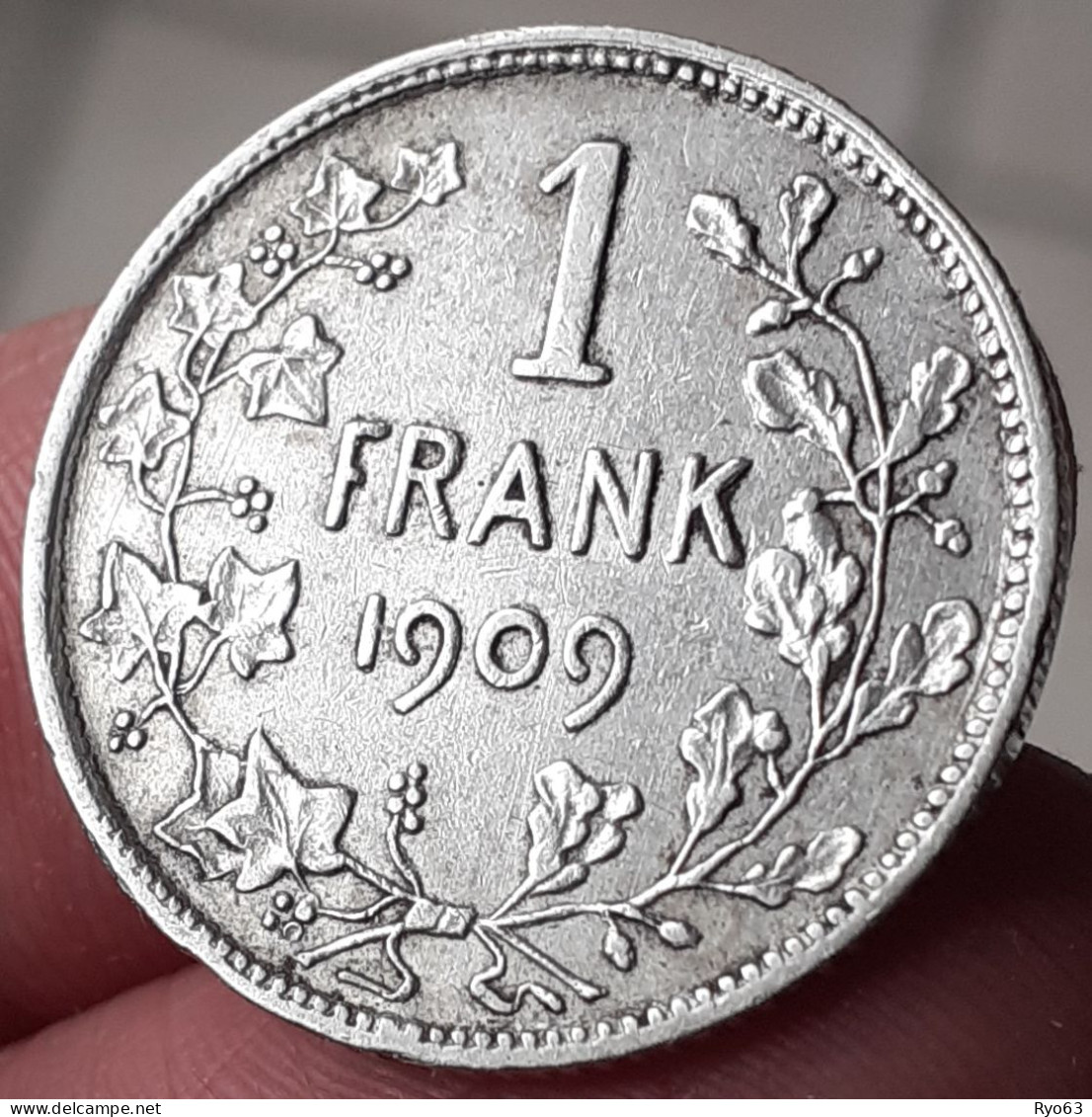 Monnaie 1 Frank 1909 Léopold II Belgique - 1 Frank