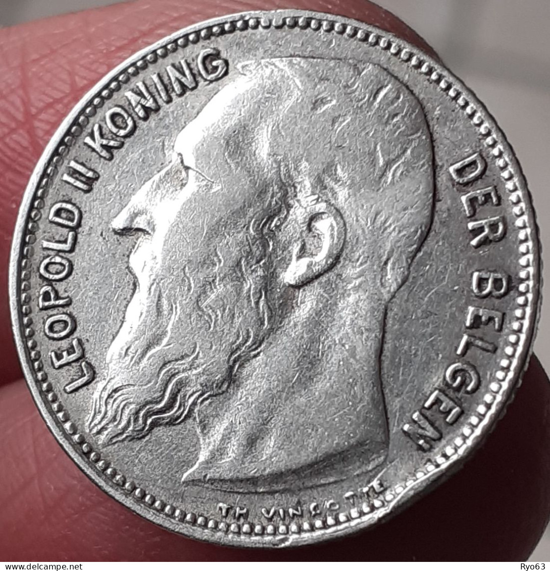 Monnaie 1 Frank 1909 Léopold II Belgique - 1 Franc