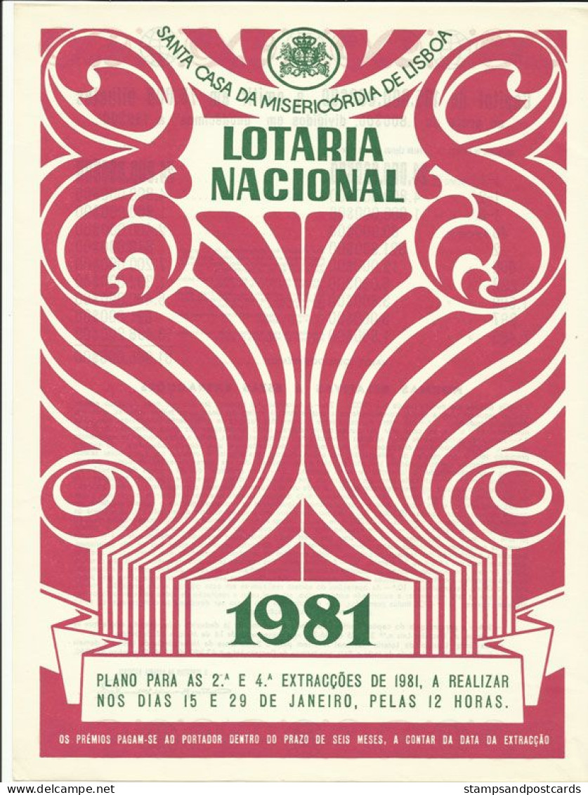 Portugal Loterie Avis Officiel Affiche 1981 Loteria Lottery Official Notice Poster - Billets De Loterie