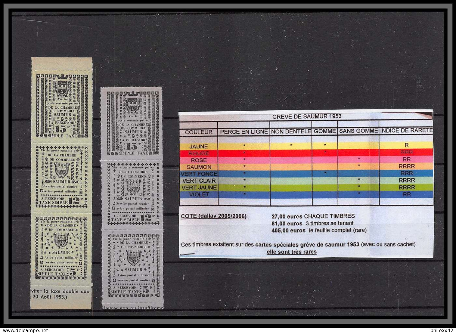 Départ 1 Euro - 85618/ Collection De Timbres De Grève - Saumur 1953 Bel Ensemble Cote +/- 1000 Euros - France - Collezioni