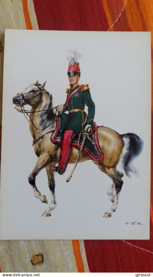 CPM MILITAIRE GRADE A CHEVAL CAVALERIE EPOQUE 1848 50  OFFICIER BELGE ETAT MAJOR - Regiments