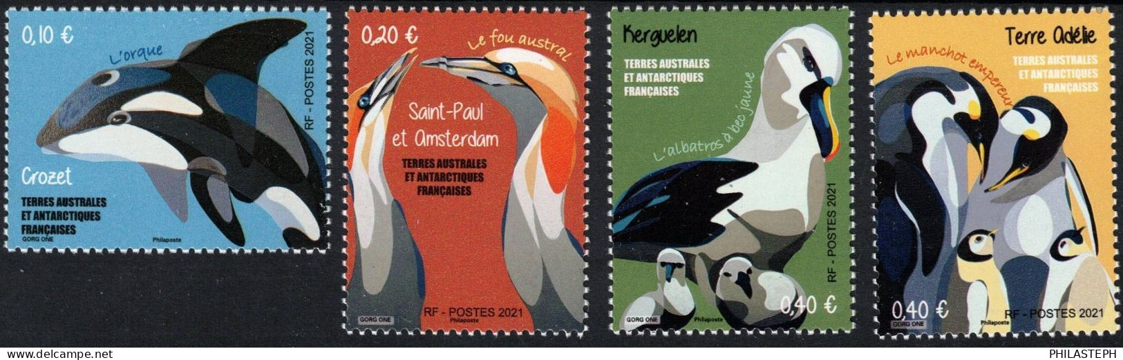 TAAF 2021 -  Série Animaux - Faune Antarctique - Timbres Issus De Feuilles - YT  987/991 Neuf ** - Nuevos