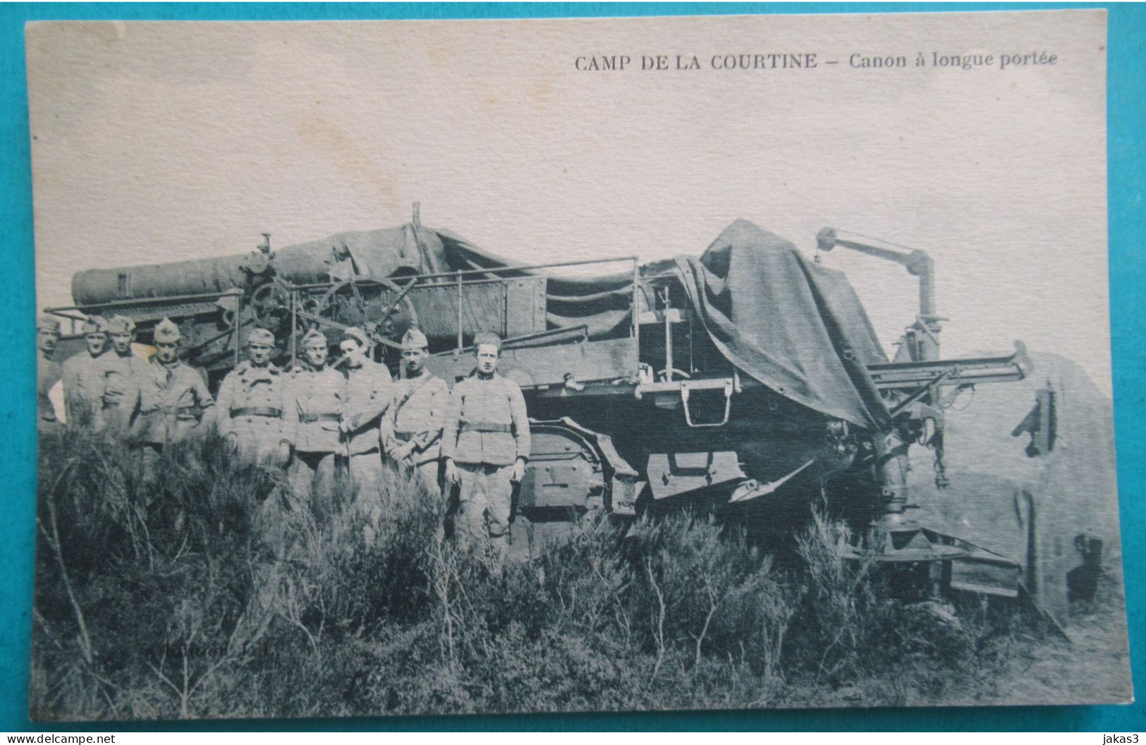 CPA CARTE POSTALE  MILITARIA CAMP DE LA COURTINE  CANON A  LONGUE PORTÉE - Matériel
