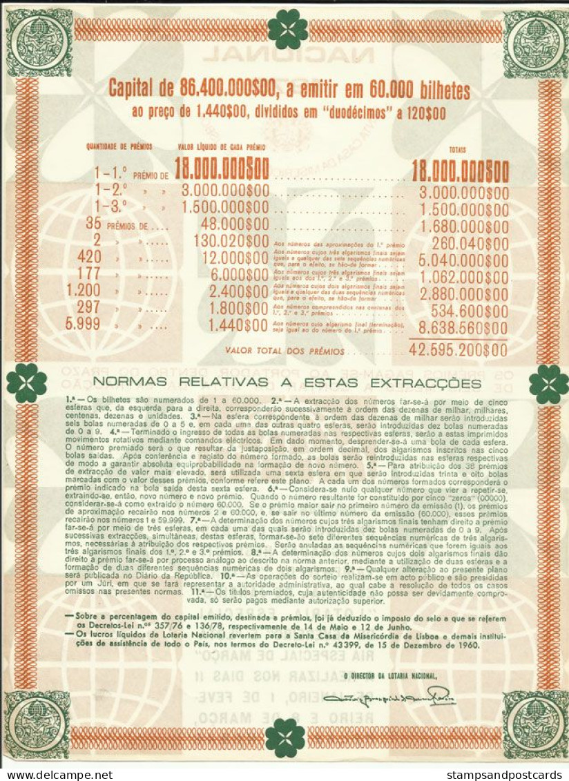 Portugal Loterie Avis Officiel Affiche 1979 Loteria Lottery Official Notice Poster - Lotterielose