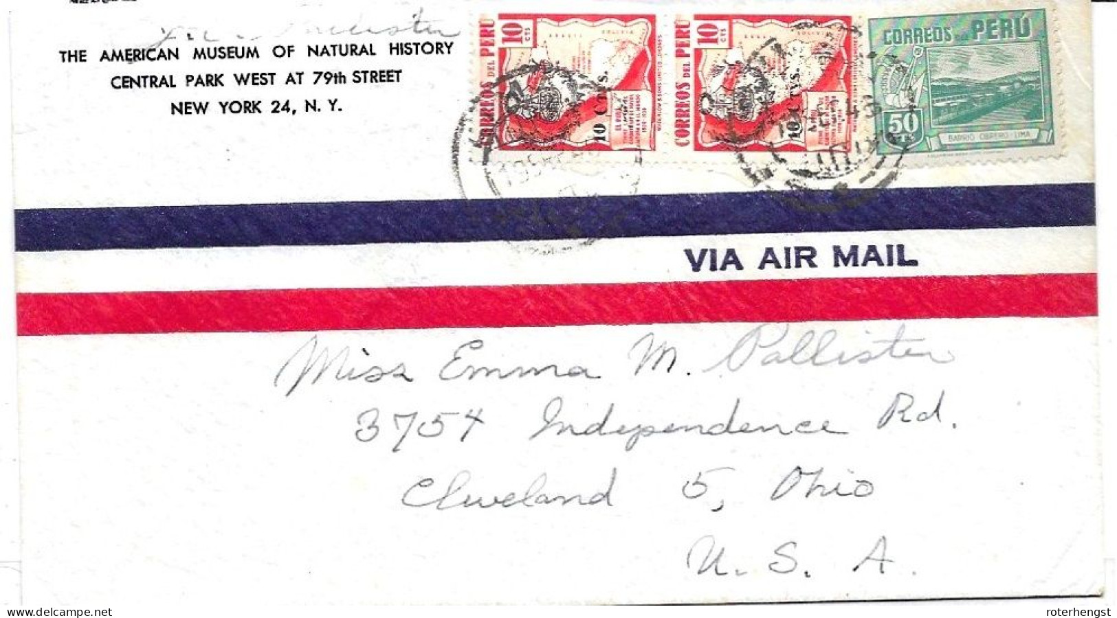 Peru 1946 Airmail Letter To USA (Lima To Cleveland) - Perú