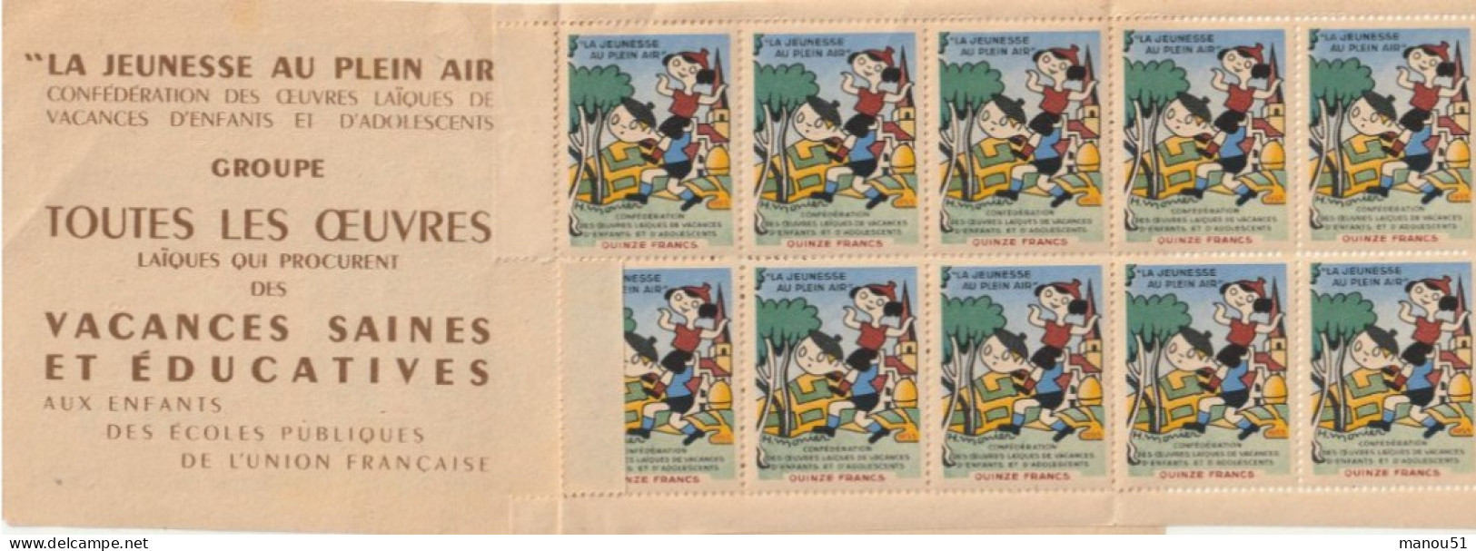 Carnet De 10 Timbres " La Jeunesse Au Plein Air " 1953 - Otros & Sin Clasificación