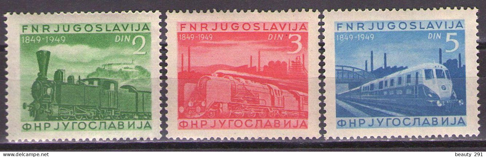 Yugoslavia 1949 - Railway,trains Mi 583-585 - MNH**VF - Ongebruikt