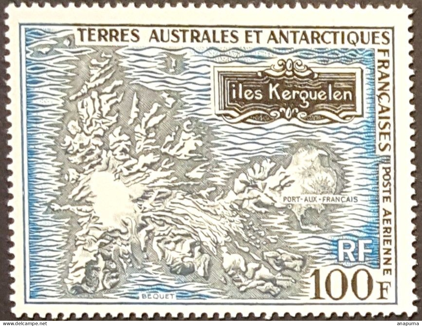 TAAF Carte Des îles Kerguelen, PA N°20, Sans Charnière, Poste Aérienne - Unused Stamps