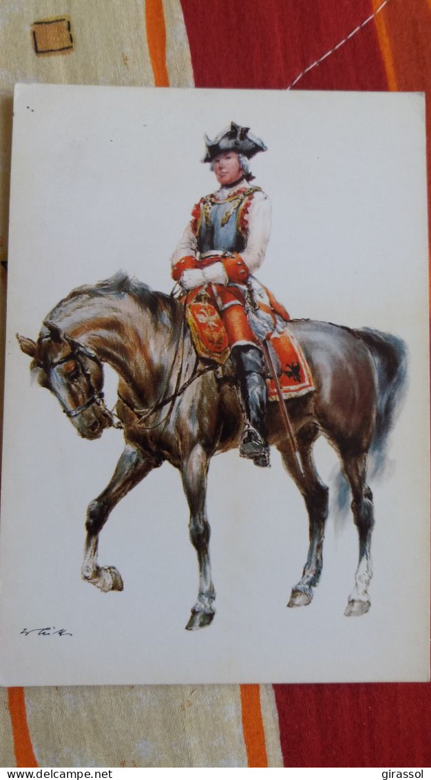 CPM MILITAIRE GRADE A CHEVAL CAVALERIE EPOQUE  1740 1769  OFFICIER CUIRASSIER EMPIRE D AUTRICHE - Regiments