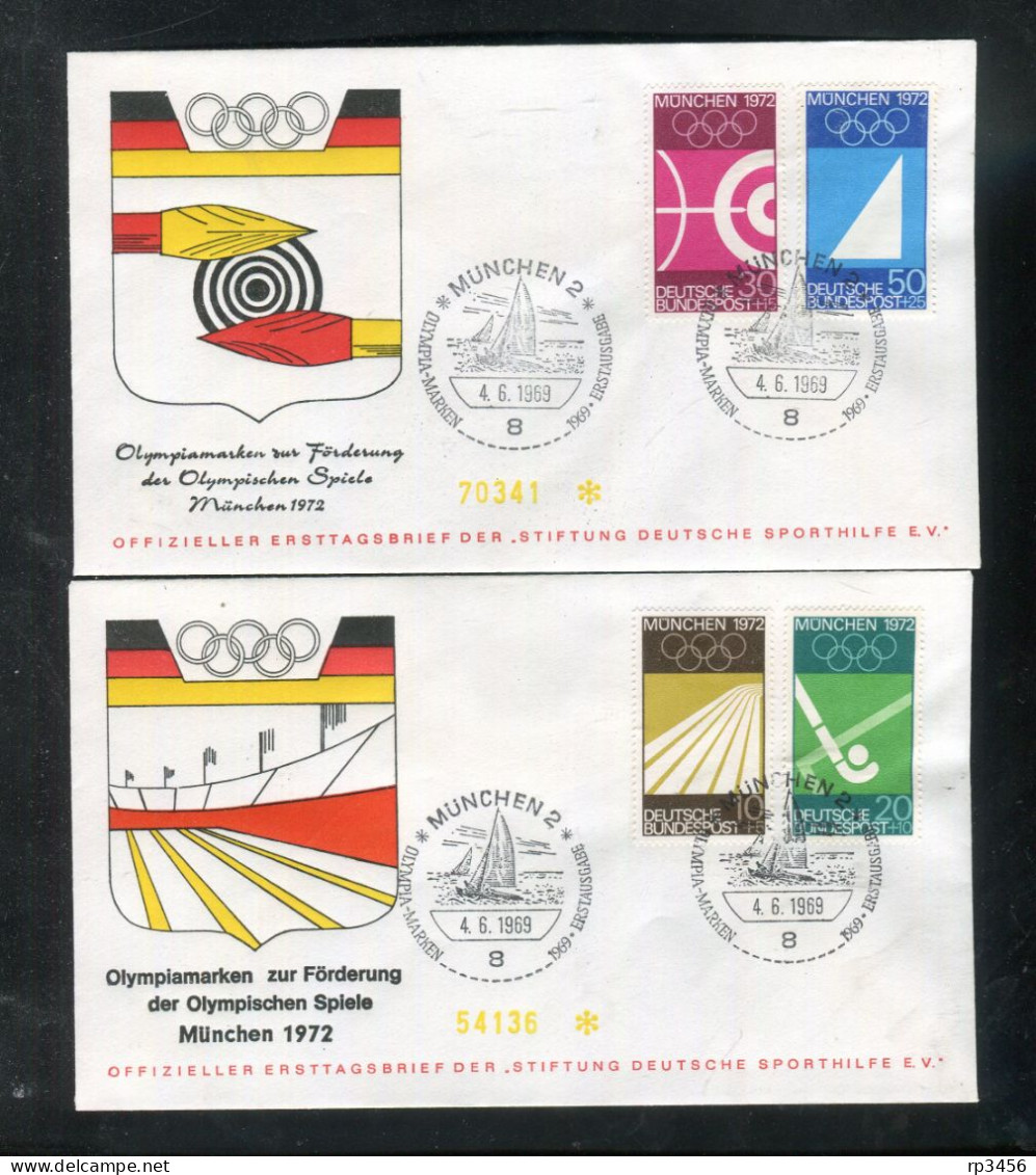 "BUNDESREPUBLIK DEUTSCHLAND" 1969, Mi. 587-590 "Olympiade" Auf 2 FDC (R1153) - 1961-1970