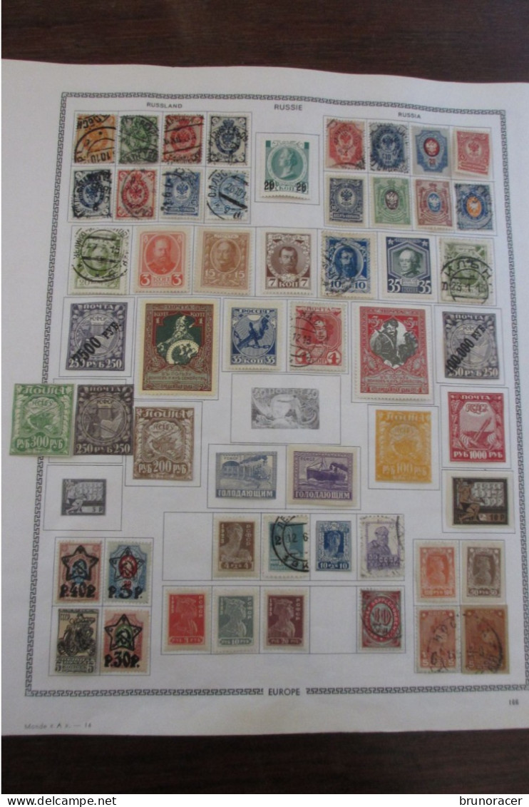 INTERESSANTE COLLECTION RUSSIE-URSS SUR FEUILLES D'ALBUM MAURY NEUF*/Oblit. TB  FORTE COTE VOIR SCANS - Sammlungen