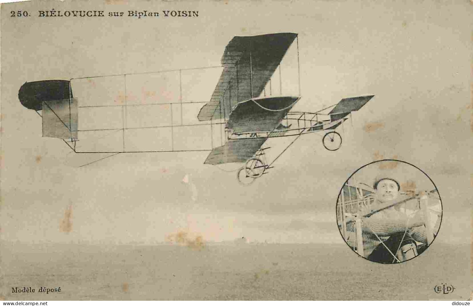 Aviation - Aviateurs - Biélovucie Sur Biplan Voisin - Animée - Correspondance - CPA - Voir Scans Recto-Verso - Aviateurs