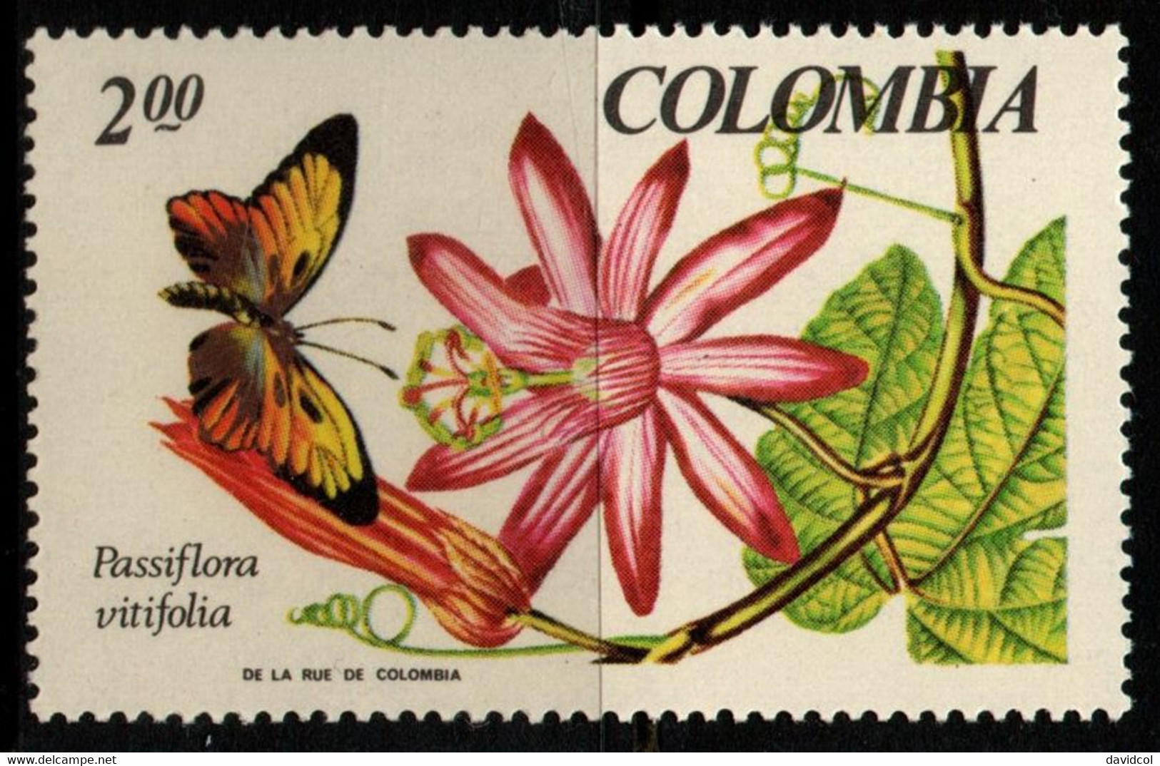 03D- KOLUMBIEN – 1967- MI#:1099- MNH- ORCHIDS (PASSIFLORA VITIFOLIA) – BUTTERFLY – FLOWERS - INSECTS - Colombie