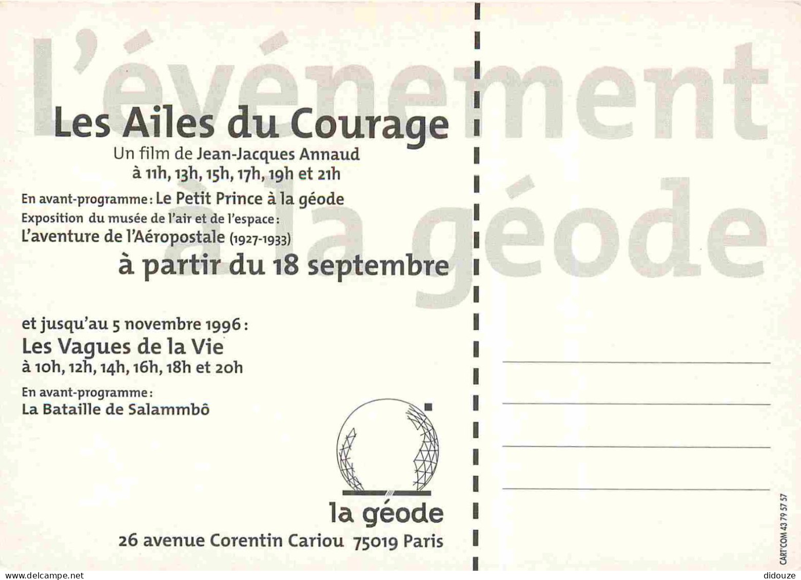 Cinema - Affiche De Film - Les Ailes Du Courage - CPM - Carte Neuve - Voir Scans Recto-Verso - Plakate Auf Karten