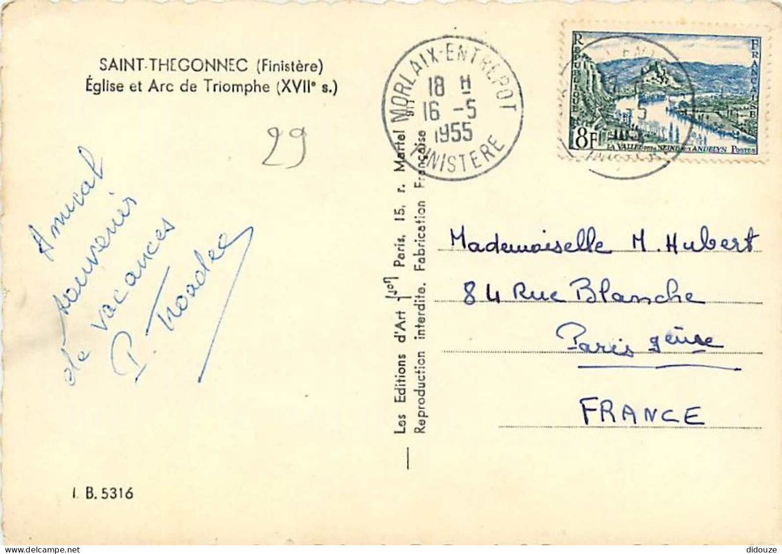 29 - Saint Thegonnec - Eglise Et Arc De Triomphe - Voir Timbre - CPSM Grand Format - Voir Scans Recto-Verso - Saint-Thégonnec