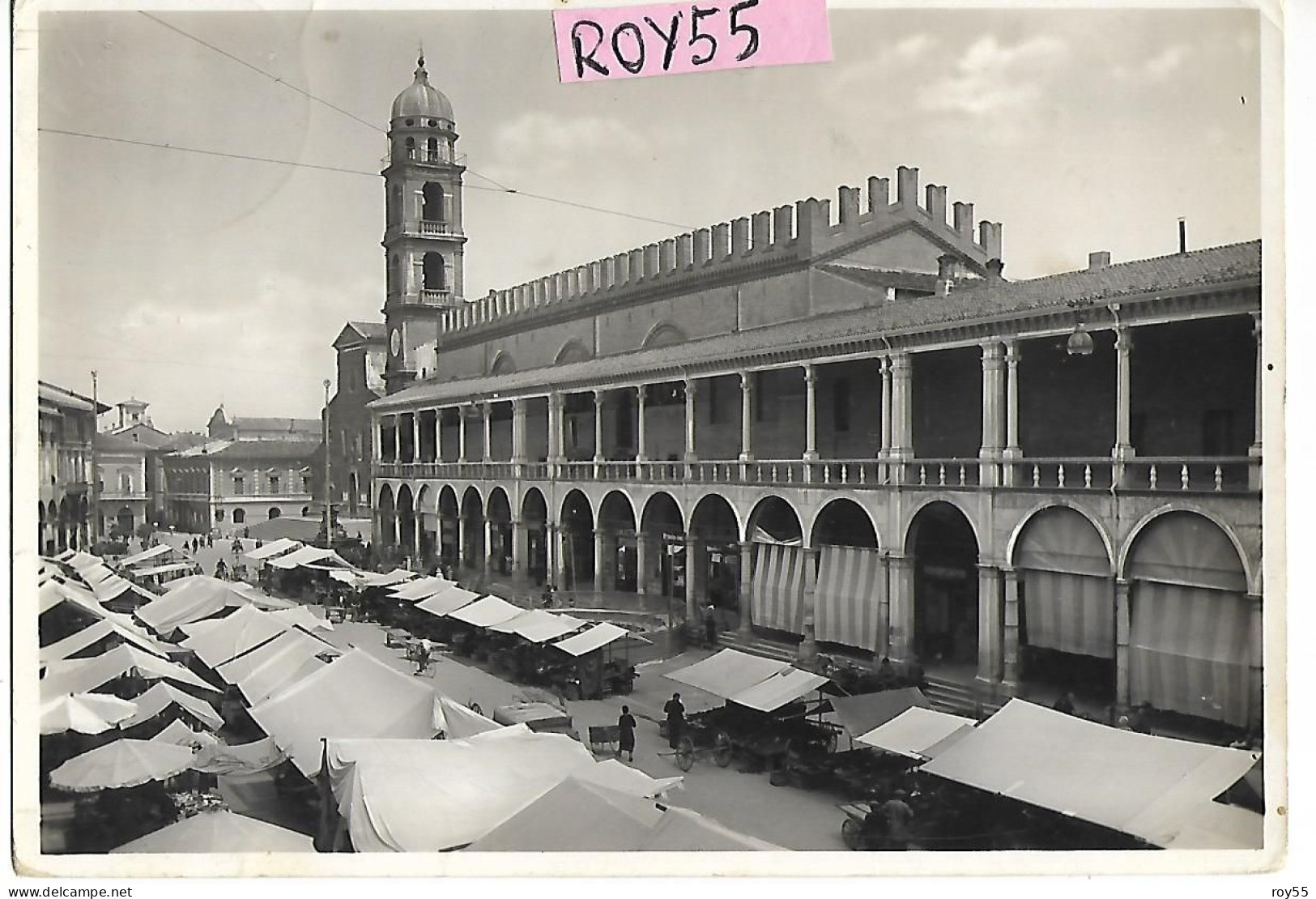 Emilia Romagna-faenza Piazza Grande Veduta Mercato Bancarelle Animatissima Fine Anni 40 - Faenza